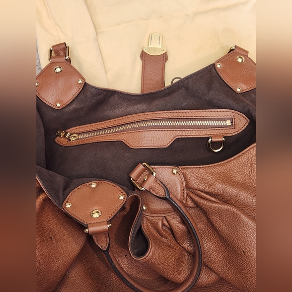 Louis Vuitton Monogram Mahina L Leather Carmel Hobo Bag Tote Purse Shoulder Tan - Picture 11 of 12